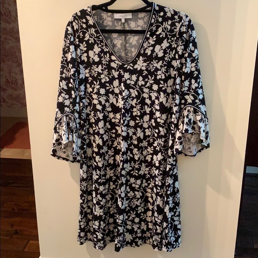 Lark & Ro Black and White Floral Dress, size L